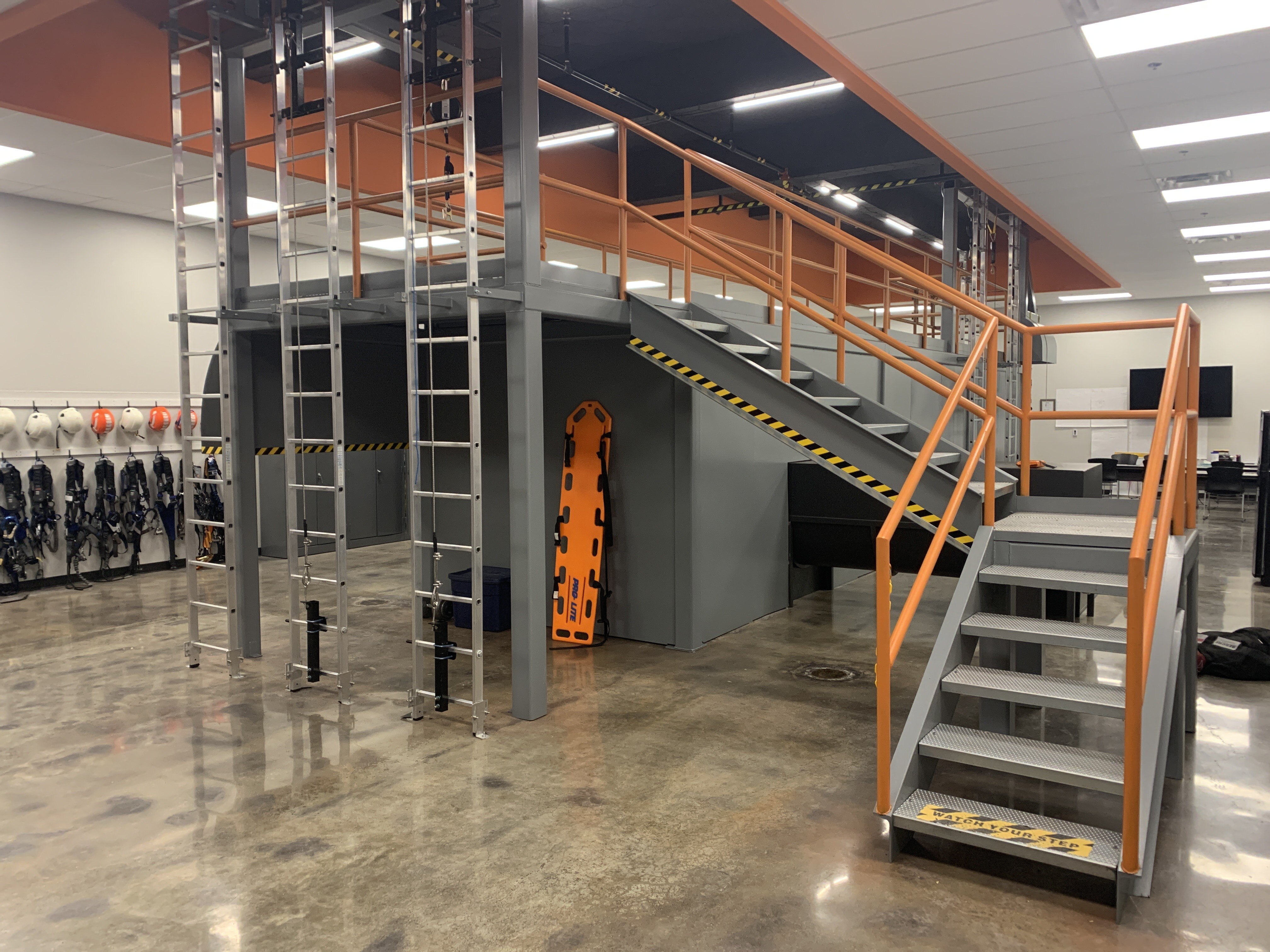 Wind Turbine Technician training lab with elevated platform